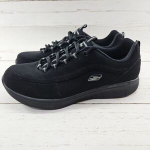 Skechers GoWalk Enlighten Womens 9.5 Black Leather Walking Sneakers Shoes 12364W
